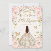 Champagne Vintage Goud Roze Quinceañera Kaart (Achterkant)