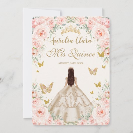 Champagne Vintage Goud Roze Quinceañera Kaart (Achterkant)