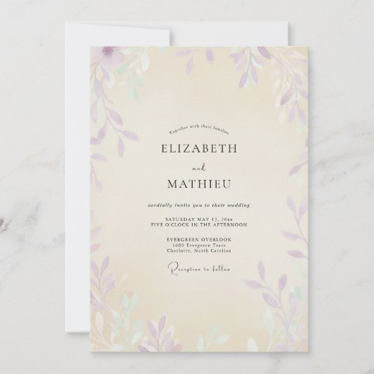 Champagne Violet Loof Bruidsboeket Eucalyptus Kaart (Voorkant)