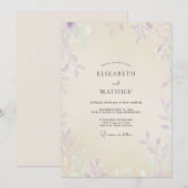Champagne Violet Loof Bruidsboeket Eucalyptus Kaart (Voorkant / Achterkant)