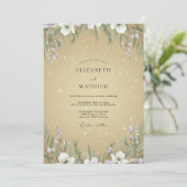 Champagne Violet Wilde Bloemen Bruiloft Kaart (Staand voorkant)