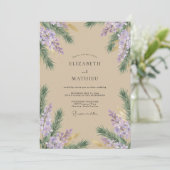 Champagne Violet Wisteria Bruiloft Kaart (Staand voorkant)