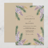 Champagne Violet Wisteria Bruiloft Kaart (Voorkant / Achterkant)