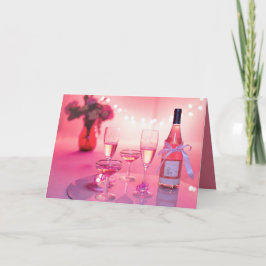 CHAMPAGNE VOOR TWEE GELUKKIGE VALENTIJN DAG KAART