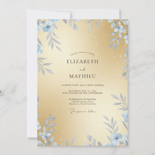Champagne Vorst Loof Eucalyptus Bruiloft Kaart (Voorkant)