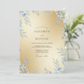 Champagne Vorst Loof Eucalyptus Bruiloft Kaart (Staand voorkant)