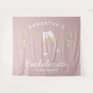 Champagne vrijgezellenfeest achtergrond Boho bloem Wandkleed