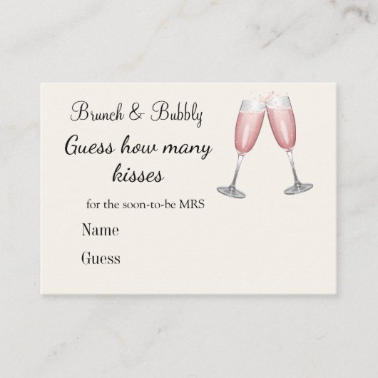 Champagne Vrijgezellenfeest bruiloft spel Informatiekaartje (Voorkant)