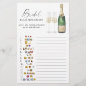 Champagne vrijgezellenfeest emoji pictionary spel (Voorkant)