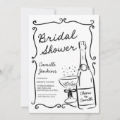 Champagne Vrijgezellenfeest Hand getrokken uitnodi Kaart (Voorkant)