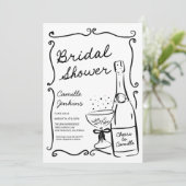 Champagne Vrijgezellenfeest Hand getrokken uitnodi Kaart (Staand voorkant)