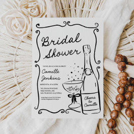 Champagne Vrijgezellenfeest Hand getrokken uitnodi Kaart