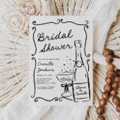 Champagne Vrijgezellenfeest Hand getrokken uitnodi Kaart