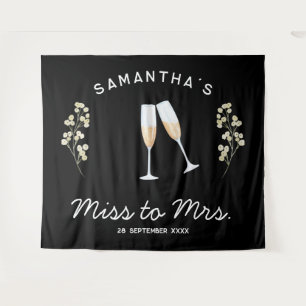 Champagne vrijgezellenfeest Miss to Mrs bloemig Wandkleed