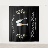 Champagne vrijgezellenfeest Miss to Mrs Bloemig Wandkleed (Voorkant)