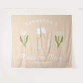 Champagne vrijgezellenfeest Miss to Mrs Tulp Wandkleed (Voorkant (horizontaal))