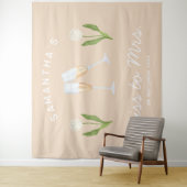 Champagne vrijgezellenfeest Miss to Mrs Tulp Wandkleed (In situ)