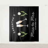 Champagne vrijgezellenfeest Miss to Mrs Tulp Wandkleed (Voorkant)