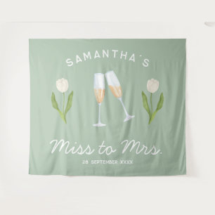 Champagne vrijgezellenfeest Miss to Mrs Tulp Wandkleed