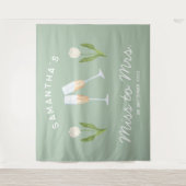 Champagne vrijgezellenfeest Miss tot Mrs Tulp Wandkleed (Voorkant)