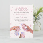 Champagne Vrijgezellenfeest Petals en Prosecco Pin Kaart (Staand voorkant)