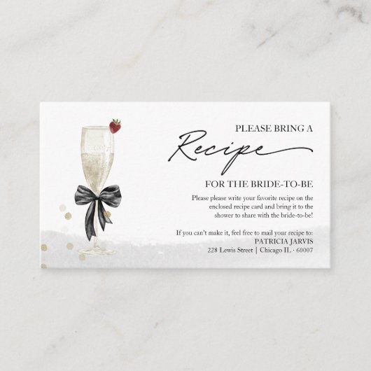 Champagne Vrijgezellenfeest Recept Request Enclosu Informatiekaartje (Voorkant)