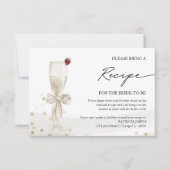 Champagne Vrijgezellenfeest Recept Request Enclosu Kaart (Voorkant)