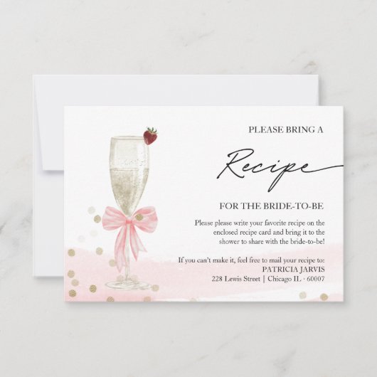Champagne Vrijgezellenfeest Recept Request Enclosu Kaart (Voorkant)