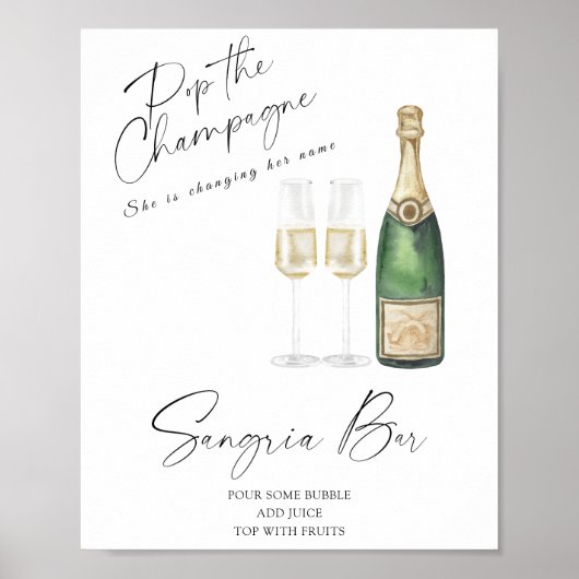 Champagne vrijgezellenfeest - Sangria Bar Poster (Voorkant)