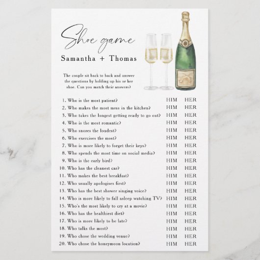 Champagne vrijgezellenfeest Schoenspel (Voorkant)