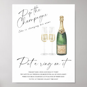 Champagne vrijgezellenfeest - zet een ring op het  poster