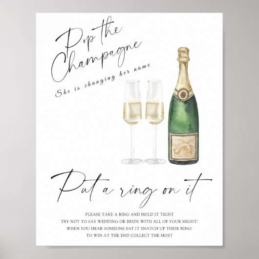 Champagne vrijgezellenfeest - zet een ring op het  poster (Voorkant)
