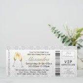 Champagne Vrouwen 40e Verjaardag Party Ticket Kaart (Staand voorkant)