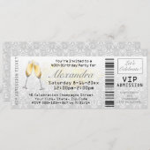 Champagne Vrouwen 40e Verjaardag Party Ticket Kaart (Voorkant / Achterkant)