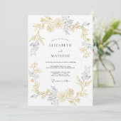 Champagne Warme Gouden Blad Bruiloft Kaart (Staand voorkant)