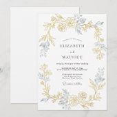 Champagne Warme Gouden Blad Bruiloft Kaart (Voorkant / Achterkant)