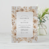 Champagne Waterverf Blad Bruiloft Kaart (Staand voorkant)