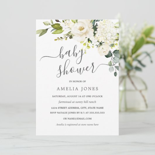 Champagne Waterverf Floral Baby shower Kaart (Staand voorkant)