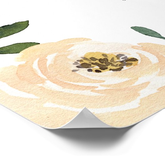 Champagne Waterverf Floral Design Weddenschap Welk Poster (Hoek)