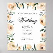 Champagne Waterverf Floral Design Weddenschap Welk Poster (Voorkant)