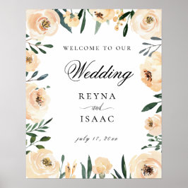 Champagne Waterverf Floral Design Weddenschap Welk Poster