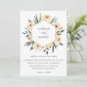 Champagne Waterverf Floral geometrische bruiloft Kaart (Staand voorkant)
