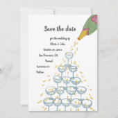 Champagne Waterverf grillig Save the Date Kaart (Voorkant)