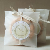 Champagne Waterverf Monogram Envelope Seal/Favor Ronde Sticker