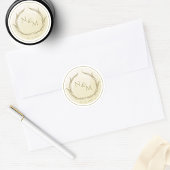 Champagne Waterverf Monogram Envelope Seal/Favor Ronde Sticker