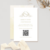Champagne Waterverf Monogram QR Code/RSVP Online Informatiekaartje