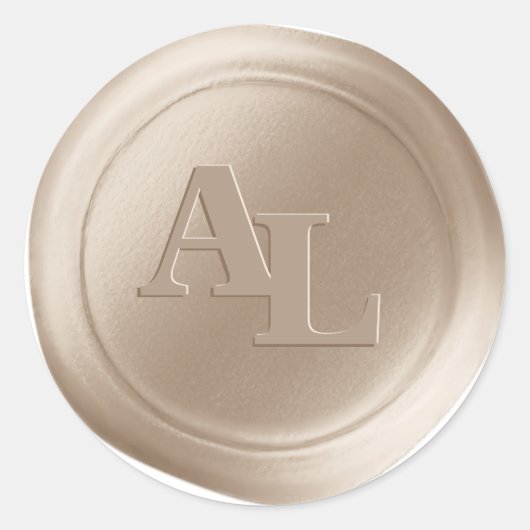 Champagne Wax Seal Monogram Trouwstickers Ronde Sticker (Voorkant)