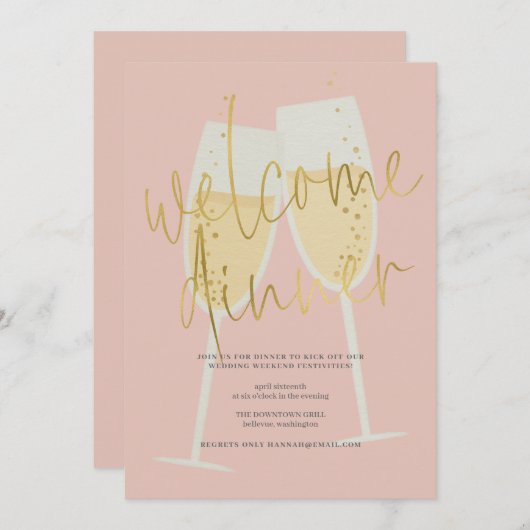 Champagne Welcome Dinner Kaart (Voorkant / Achterkant)