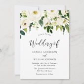 Champagne White Blooming Flowers Wedding Kaart (Voorkant)