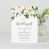Champagne White Blooming Flowers Wedding Kaart (Staand voorkant)